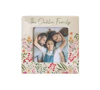 Personalised Memento Company Women's Personalised Floral Ceramic 4x4 Frame in Beige Personalised Memento Company Beige