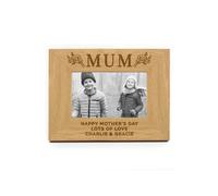 Personalised Memento Company Women's Personalised Floral Mum 6x4 Oak Finish Photo Frame in Light Brown Personalised Memento Company Light Brown