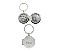 Personalised Memento Company Women's Personalised Floral Round Photo Frame Keyring in Metallic Silver Personalised Memento Company Metallic Silver