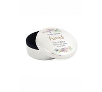 Personalised Memento Company Women's Personalised Floral Watercolour Round Trinket Box in Silver Personalised Memento Company Silver