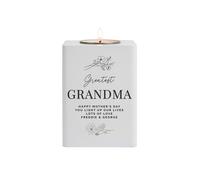 Personalised Memento Company Women's Personalised Floral White Wooden Tea light Holder Personalised Memento Company White