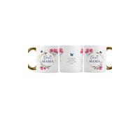 Personalised Memento Company Women's Personalised Geometric Floral Gold Handle Mug in White Personalised Memento Company White