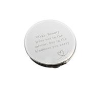 Personalised Memento Company Women's Personalised Heart Round Compact Mirror in Metallic Silver