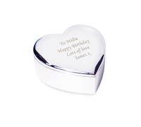 Personalised Memento Company Women's Personalised Heart Trinket Box in Metallic Silver Personalised Memento Company Metallic Silver