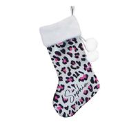 Personalised Memento Company Women's Personalised Leopard Print Christmas Stocking in Grey Personalised Memento Company Grey