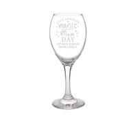 Personalised Memento Company Women's Personalised Manic Mum Day Wine Glass in Clear Personalised Memento Company Clear