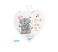 Personalised Memento Company Women's Personalised Me To You Hold You Forever Wooden Heart Decoration in White Personalised Memento Company White