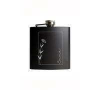Personalised Memento Company Women's Personalised Monochrome Floral Name Black Hip Flask Personalised Memento Company Black