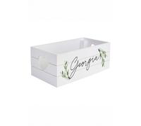 Personalised Memento Company Women's Personalised Name Only Botanical White Wooden Crate Personalised Memento Company White