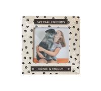 Personalised Memento Company Women's Personalised Pet Paw Print Ceramic 4x4 Frame in Beige Personalised Memento Company Beige