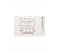 Personalised Memento Company Women's Personalised Pink Papercut Style Hardback Guest Book & Pen in White Personalised Memento Company White