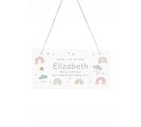 Personalised Memento Company Women's Personalised Rainbow Wooden Sign in White Personalised Memento Company White
