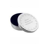 Personalised Memento Company Women's Personalised Small Hearts Round Trinket Box in Silver Personalised Memento Company Silver