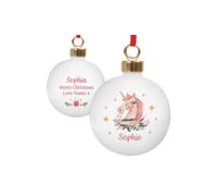 Personalised Memento Company Women's Personalised Unicorn Christmas Bauble in White Personalised Memento Company White