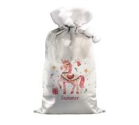 Personalised Memento Company Women's Personalised Unicorn Christmas Sack in Grey Personalised Memento Company Grey