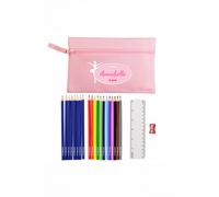 Personalised Memento Company Women's Pink Ballerina Pencil Case with Personalised Pencils & Crayons Personalised Memento Company Pink