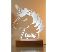 Personalised Memento Company Women's Unicorn Wooden Based LED Light in Clear Personalised Memento Company Clear