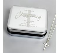 Personalised Memento Cross Necklace with Christening Box