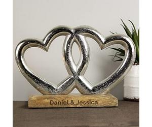 Personalised memento Free Text Double Heart Ornament