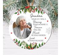 "Personalised Memorial Bauble with Photo - 'Your Life Was a Blessing' Custom Keepsake Ornament for Remembering Loved Ones (Mdf Wood Indoor Use Only)