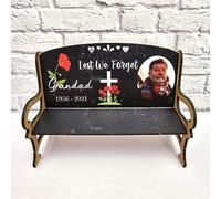 Personalised Memorial Bench - Loved Ones on Remembrance Day and Beyond Memorial Bench - Remembering Our Loved Ones in Heaven (Mdf Wood Indoor Use Only 18cm x 8cm x 12cm, Lest We Forget Bench (Black))