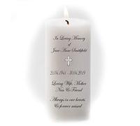 Personalised Memorial Candle Card Scented Church Pillar Funeral Item