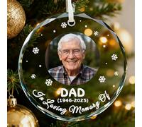 Personalised Memorial Christmas Bauble, Christmas Baubles Ornaments Tree Decorations, In Loving Memory Xmas Ornament for Your Loved Ones (Memorial-1, Round)