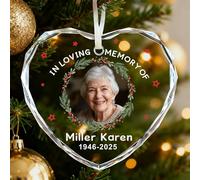 Personalised Memorial Christmas Bauble, Christmas Baubles Ornaments Tree Decorations, In Loving Memory Xmas Ornament for Your Loved Ones (Memorial-2, Heart)