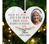 Personalised Memorial Christmas Bauble Custom Christmas Baubles Ornaments Gifts Xmas Tree Decorations In Loving Memory Hanging Xmas Keepsake for Your Loved Ones (Design 1, Heart)