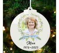 Personalised Memorial Christmas Bauble Custom Christmas Baubles Ornaments Gifts Xmas Tree Decorations In Loving Memory Hanging Xmas Keepsake for Your Loved Ones (Design 2, Round)