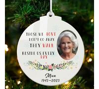 Personalised Memorial Christmas Bauble Custom Christmas Baubles Ornaments Gifts Xmas Tree Decorations In Loving Memory Hanging Xmas Keepsake for Your Loved Ones (Design 1, Round)