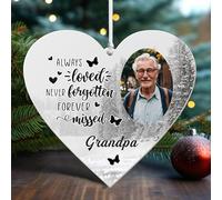 Personalised Memorial Christmas Bauble Custom Christmas Tree Decorations Christmas Ornaments Personalised Baubles for Christmas Tree In Loving Memory Keepsake for Your Loved (Design 2, Heart)
