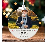 Personalised Memorial Christmas Bauble Custom Christmas Tree Decorations Christmas Ornaments Personalised Baubles for Christmas Tree In Loving Memory Keepsake for Your Loved (Design 3, Round)
