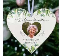 Personalised Memorial Christmas Bauble Custom Christmas Tree Decorations In Loving Memory Christmas Ornaments Baubles for Xmas Tree Xmas Memorial Gifts for Your Loved Ones (Design 3, Heart)