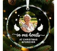 Personalised Memorial Christmas Bauble Custom Christmas Tree Decorations Xmas Ornaments Personalised Baubles for Xmas Tree In Loving Memory Keepsake for Your Loved (Design 4, Round)
