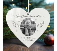 Personalised Memorial Christmas Bauble Custom Christmas Tree Decorations Xmas Ornaments Personalised Baubles In Loving Memory Keepsake for Your Loved (Design 1, Heart)