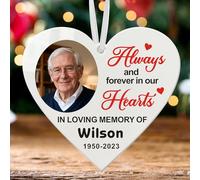 Personalised Memorial Christmas Bauble, Custom Memorial Christmas Ornaments Tree Decorations, Personalised Baubles for Xmas Tree In Loving Memory Keepsake for Your Loved (Design 3, Heart)