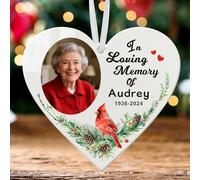 Personalised Memorial Christmas Bauble, Custom Memorial Christmas Ornaments Tree Decorations, Personalised Baubles for Xmas Tree In Loving Memory Keepsake for Your Loved (Design 4, Heart)