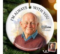 Personalised Memorial Christmas Bauble, Custom Photo Upload Decorations Ceramic, A Life Of Love Remembered Always Tree Keepsake