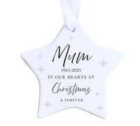 Personalised Memorial Christmas Tree Decoration - In Our Hearts At Xmas - In Loving Memory Of Mum, Nan, Grandad, Dad, Son, Daughter, Friend - Star Hanging Ornament