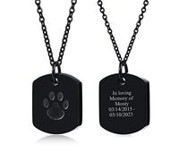 Personalised Memorial Cremation Urn Necklace - Free Engraving Message Urn Pendant for Ashes/Hair Necklaces Memory of Lost Pet/Dog/Cat Customised Ashes Jewellery Gifts
