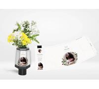 Personalised Memorial Flower Vase, Weather-Resistant, Graveside, Home Use, Add Your Own Photo & Message, Headstone, Funeral, Birthday, Anniversary, Special Occasion Print on Demand (Classic White)