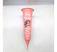 Personalised Memorial Grave Spike Vase for child with Unicorn Design, Graveside Tribute, Multiple Colours (Pink with White Text)