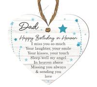 Personalised Memorial Heart Plaque - Custom Tribute for Dad, Mum, Boyfriend, Brother, Grandad, Husband, Son, Stepdad, Uncle - ‘Happy Birthday in Heaven’ Remembrance Gift (Dad)