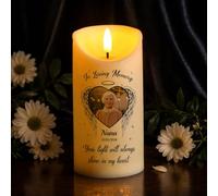 Personalised Memorial LED Candles with Photo Engraved Name and Date Flameless Electronic Candles Lamp with Battery Memory Gift Sympathy Remembrance Gift (A)