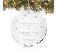 Personalised Memorial Ornament 2025 | Fast 24h Customised, Laser Engraved Glass Christmas in Heaven Ornaments for Tree | Custom Kisses from Heaven Gift Keepsake for Loss of Loved One