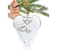 Personalised Memorial Ornament 2025 - Fast & Free 24h Customisation - Christmas in Heaven Ornaments for Tree - Custom Gift Wrapped Angel Wing Keepsake for Loss of Loved One