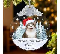 Personalised Memorial Pet Glass Baubles - Custom Photo Christmas Baubles, Dog Forever in Our Hearts Tribute Gift for Dog Lovers, Pet Loss Remembrance Christmas Tree Decor