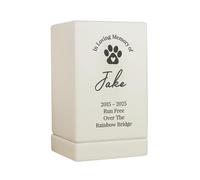 Personalised Memorial Pet Pawprints Cream Small Wooden Ashes Urn Remembrance Dog Cat Rabbit Animal