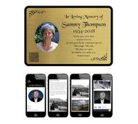 Personalised Memorial Photo Bench Plaque, Engraved Bench Plaques, Engraved Tree Sign, Gold, Silver, Weatherproof, QR Code, Free Digital Tribute Page (Gold)